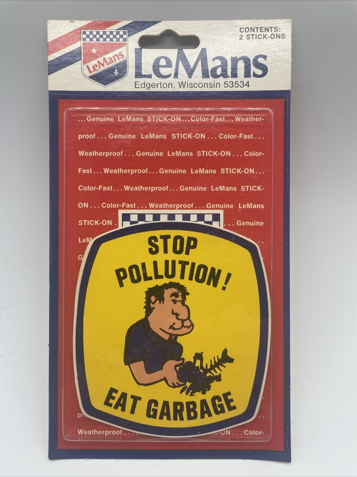 2 - Stop Pollution Eat Garbage NOS Decal Sticker Biker Hot Rat Rod Car 70s 80s