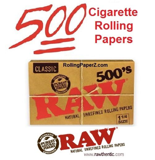 RAW 500's 1 1/4 Size Natural Cigarette Rolling Papers - 500 LEAVES IN EACH PACK 