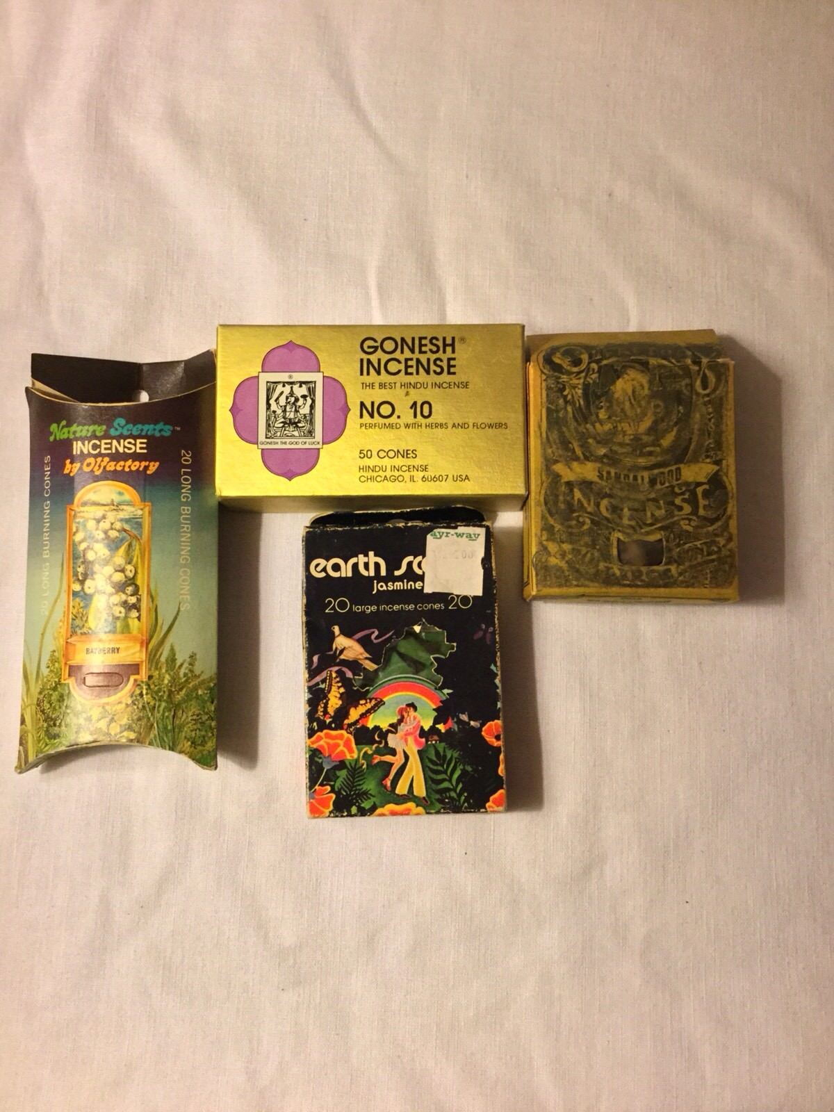Lot of 4 Incense Vintage never used 1970's Gonesh no. 10 & olfactory 110 cones