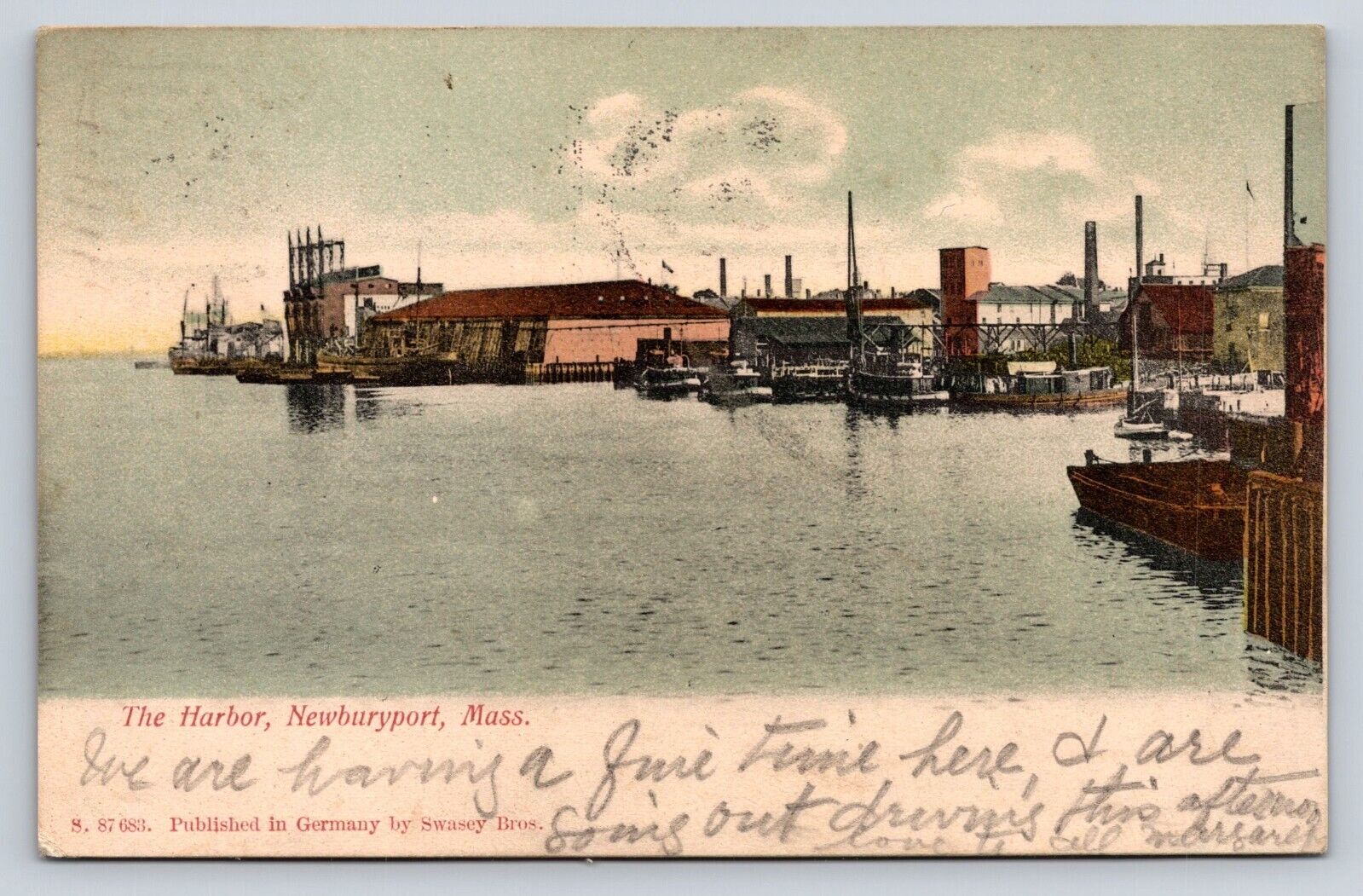 The Harbor Newburyport Mass Massachusetts NBPT Vintage Postcard Posted 1906