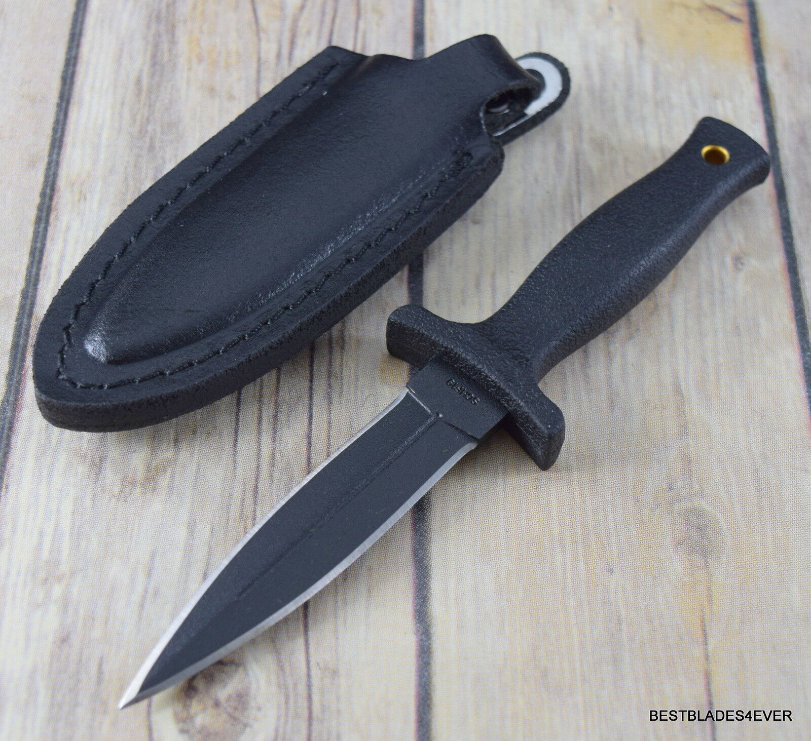 6.75 INCH SCHRADE SMALL FIXED BLADE BOOT KNIFE DOUBLE EDGE WITH LEATHER SHEATH