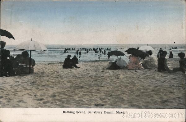 Salisbury Beach,MA Bathing Scene Essex County Massachusetts Postcard Vintage