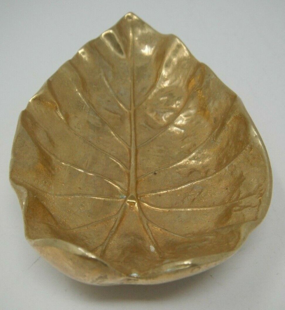 Vintage 1948 Solid Brass Imperial Tarro Leaf Tray-Dish Virginia Metalcrafters 