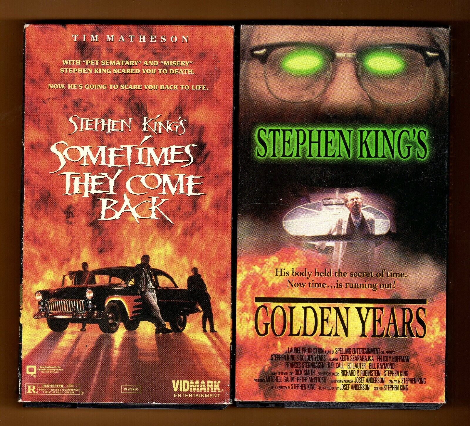 TWO STEPHEN KING VHS TAPES/GOLDEN YEARS & SOMETIMES THEY COME BACK
