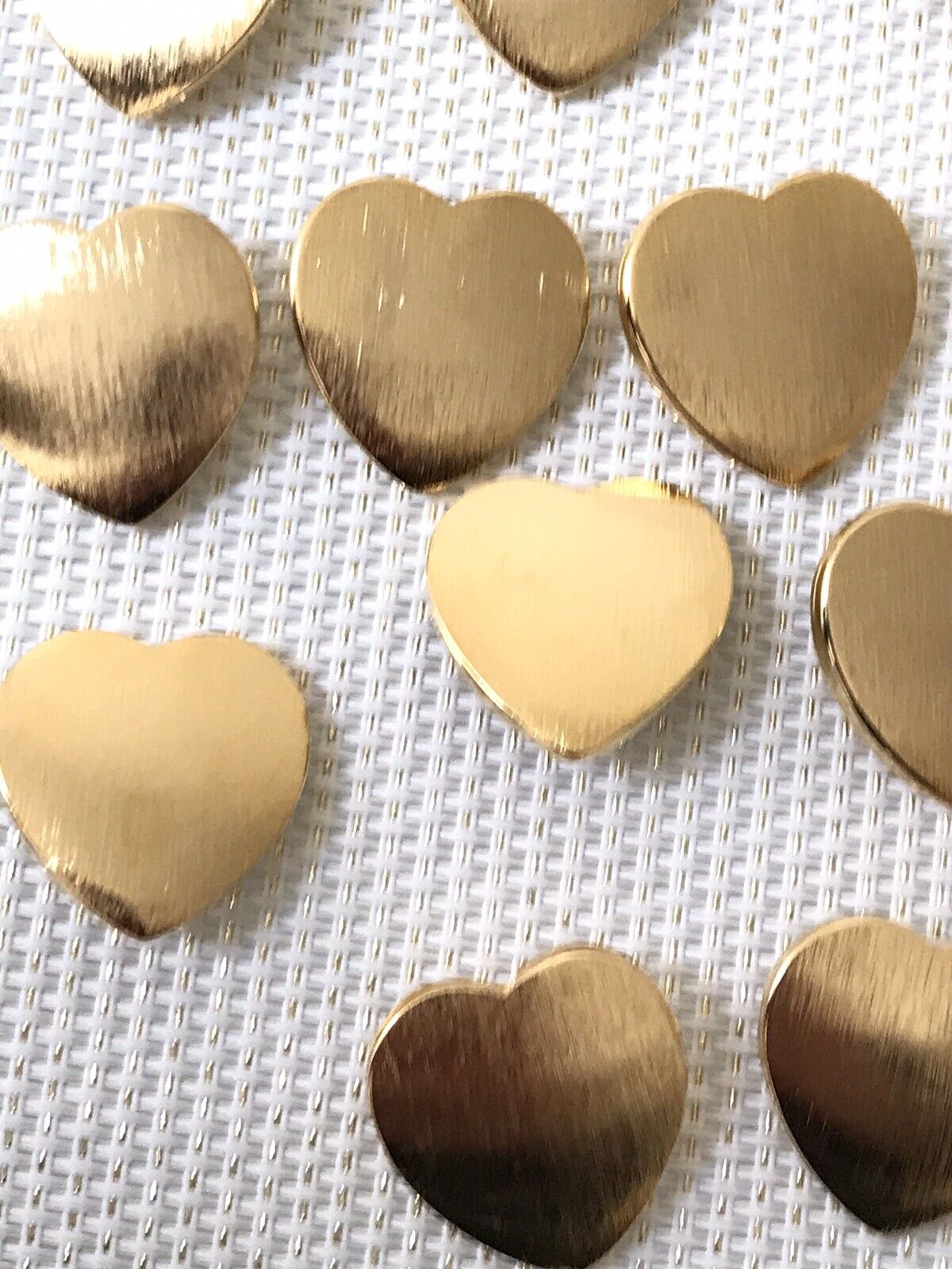 Vintage 30 Pcs France Gaspari Lab Gold Tone Heart Shaped Metal Buttons 1/2 “ New