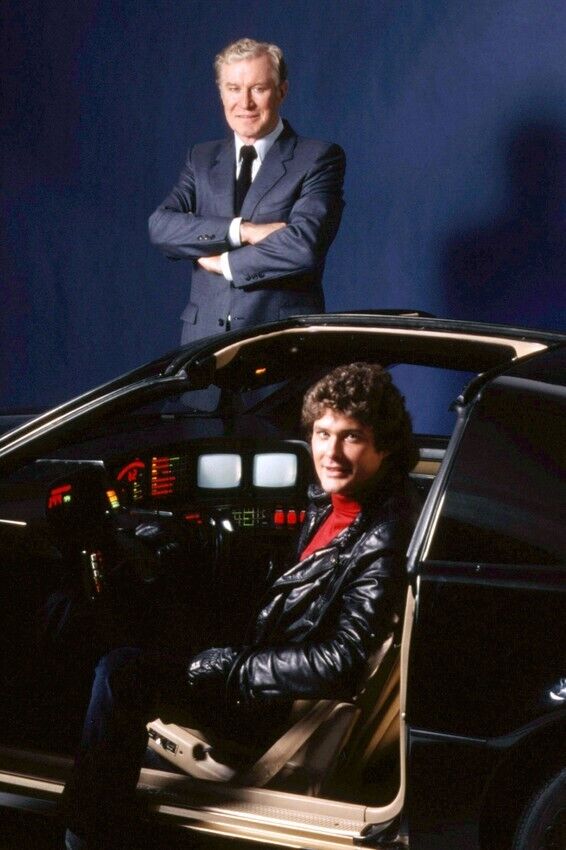 Knight Rider D Hasselhoff E Mulhare Sitting In & Standing Next To Kit 24x36