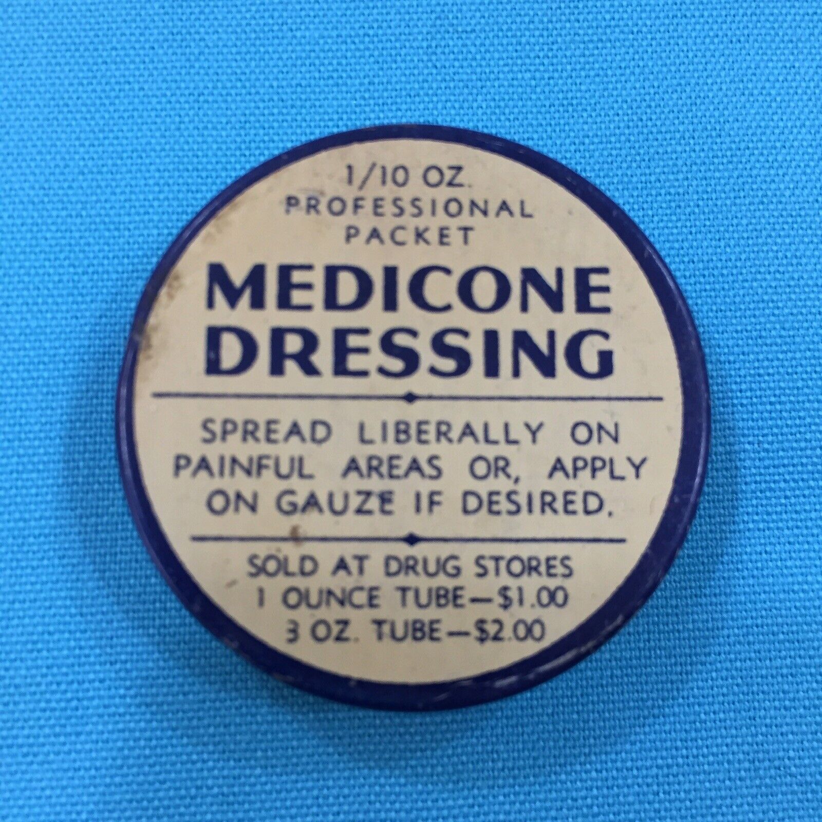 Antique  Medicone  Dressing  Anesthetic Ointment Tin  1/10 Oz New York