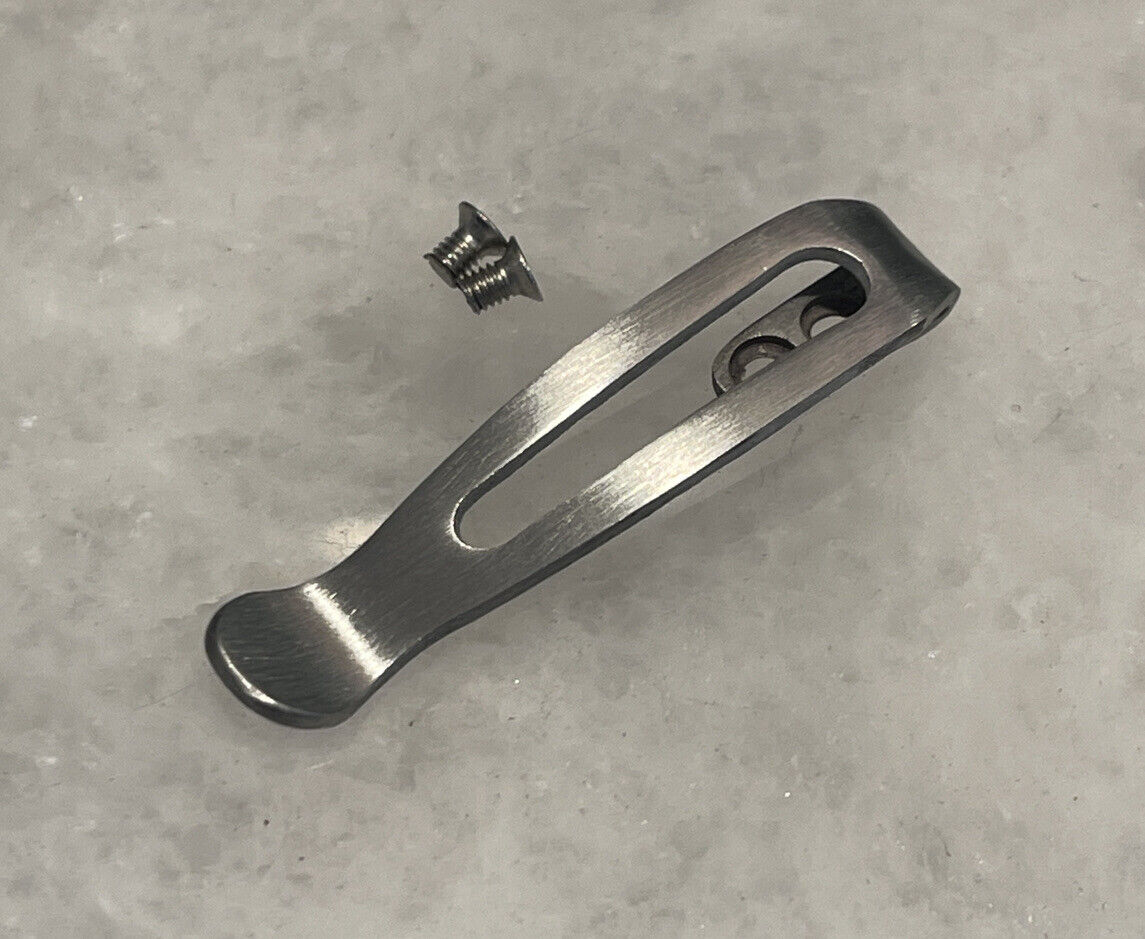 Satin Stubby Titanium Deep Pocket Clip For Knafs Co. Lander Knife Folder