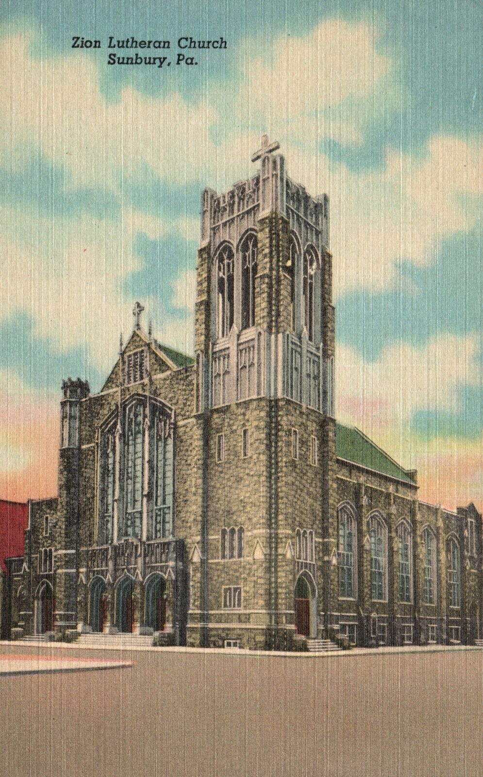 Vintage Postcard 1930\'s Zion Lutheran Catholic Church Sunbury Pennsylvania PA
