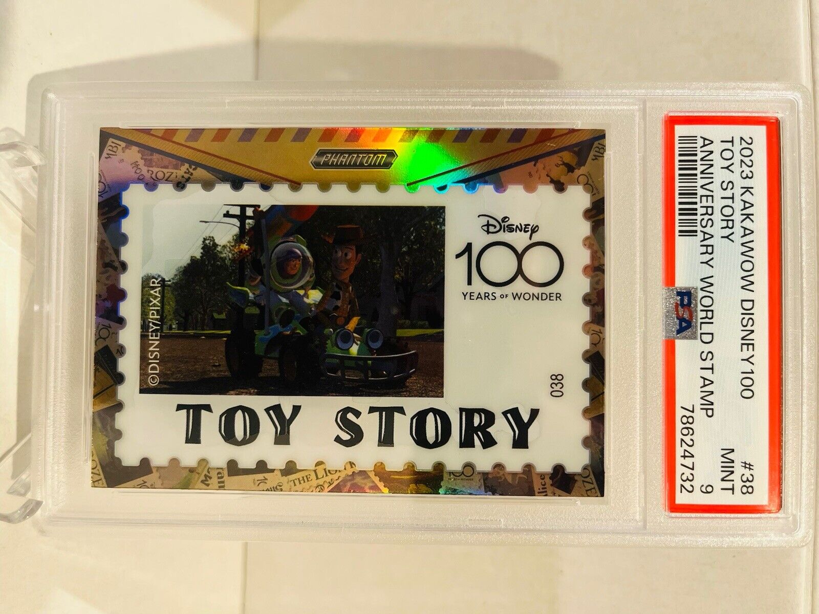 2023 Kakawow Disney 100 Years 38 Toy Story Silver Anniversary World Stamp PSA 9