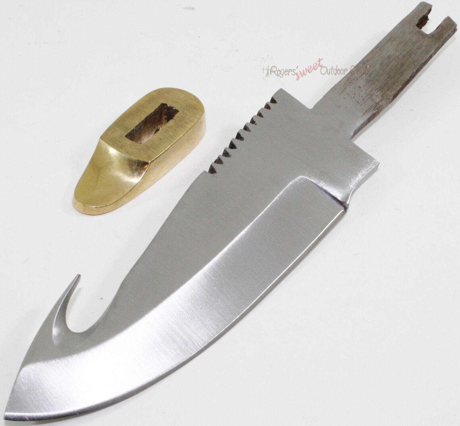 Gut Hook Half Tang Blank Custom Knife Making Skinning Hunting Blade Brass Guard