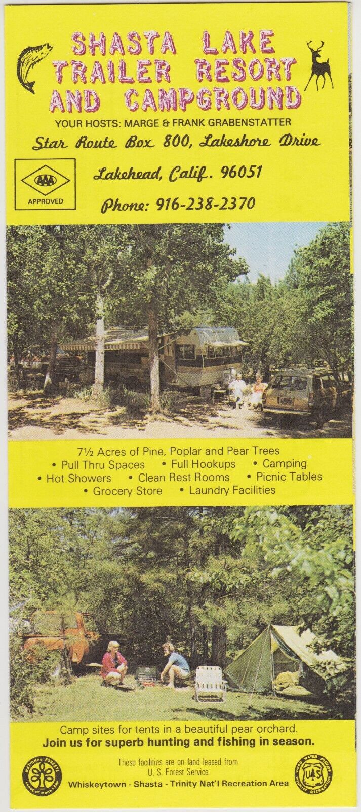 c1980 Shasta Lake Trailer Resort & Campground Brochure