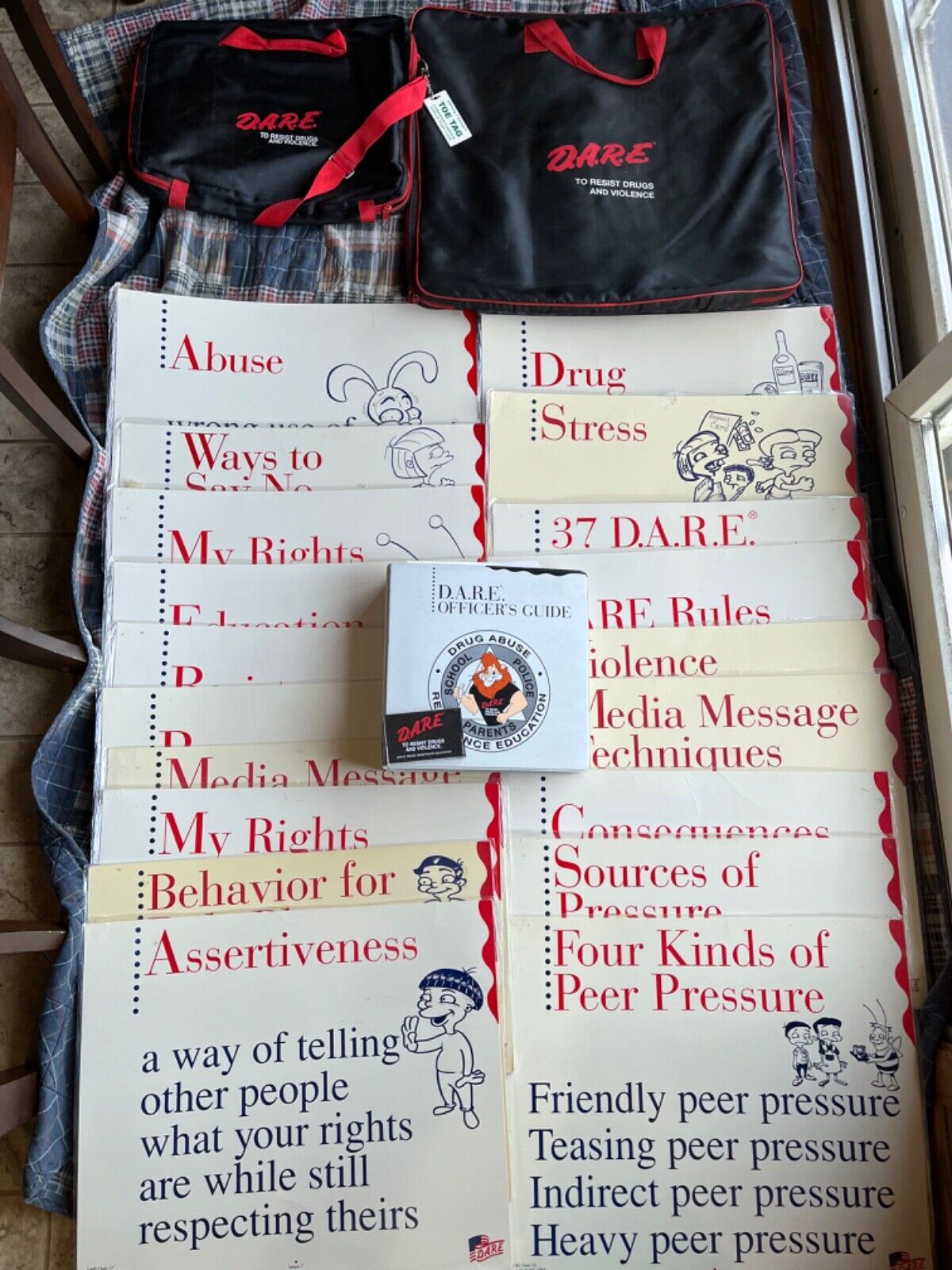 Vintage Rare DARE Drug Abuse Resistance Education Teaching Manual Posters & Bags