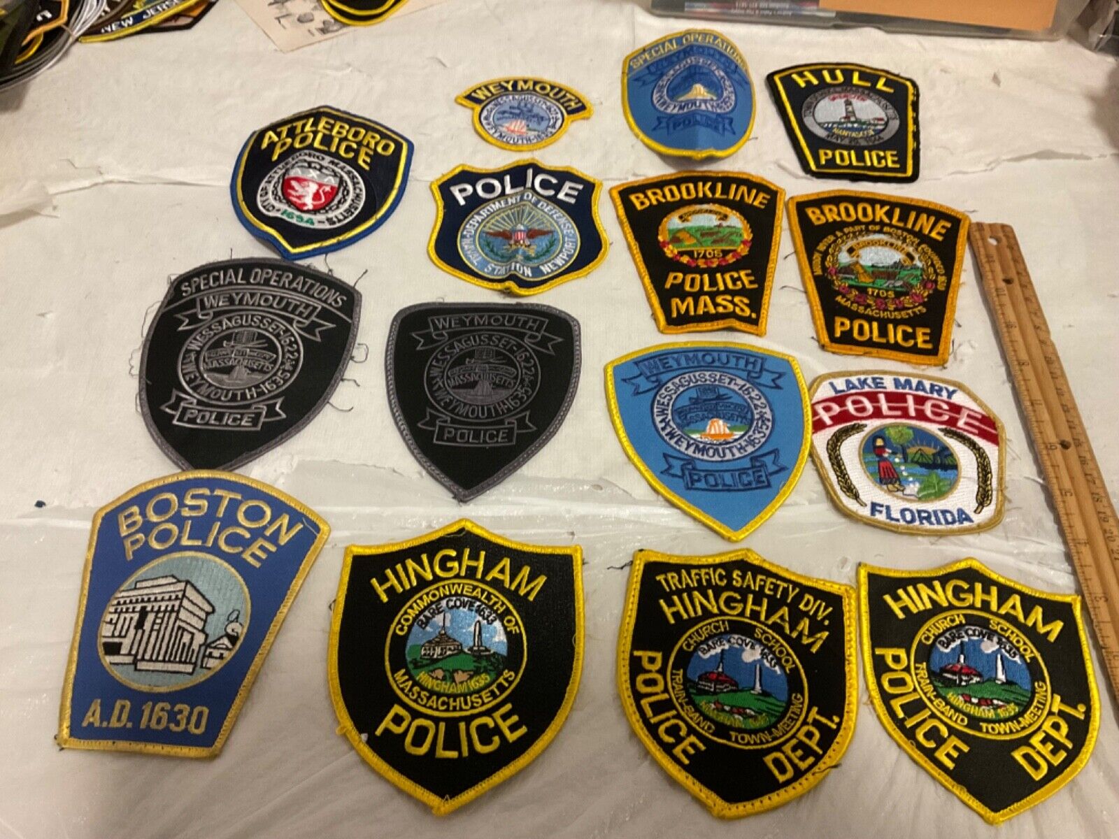 TAKE OFF LAW ENFORCEMENT PATCHES 15  WORN PATCHES DEPARTMENT ISSUE