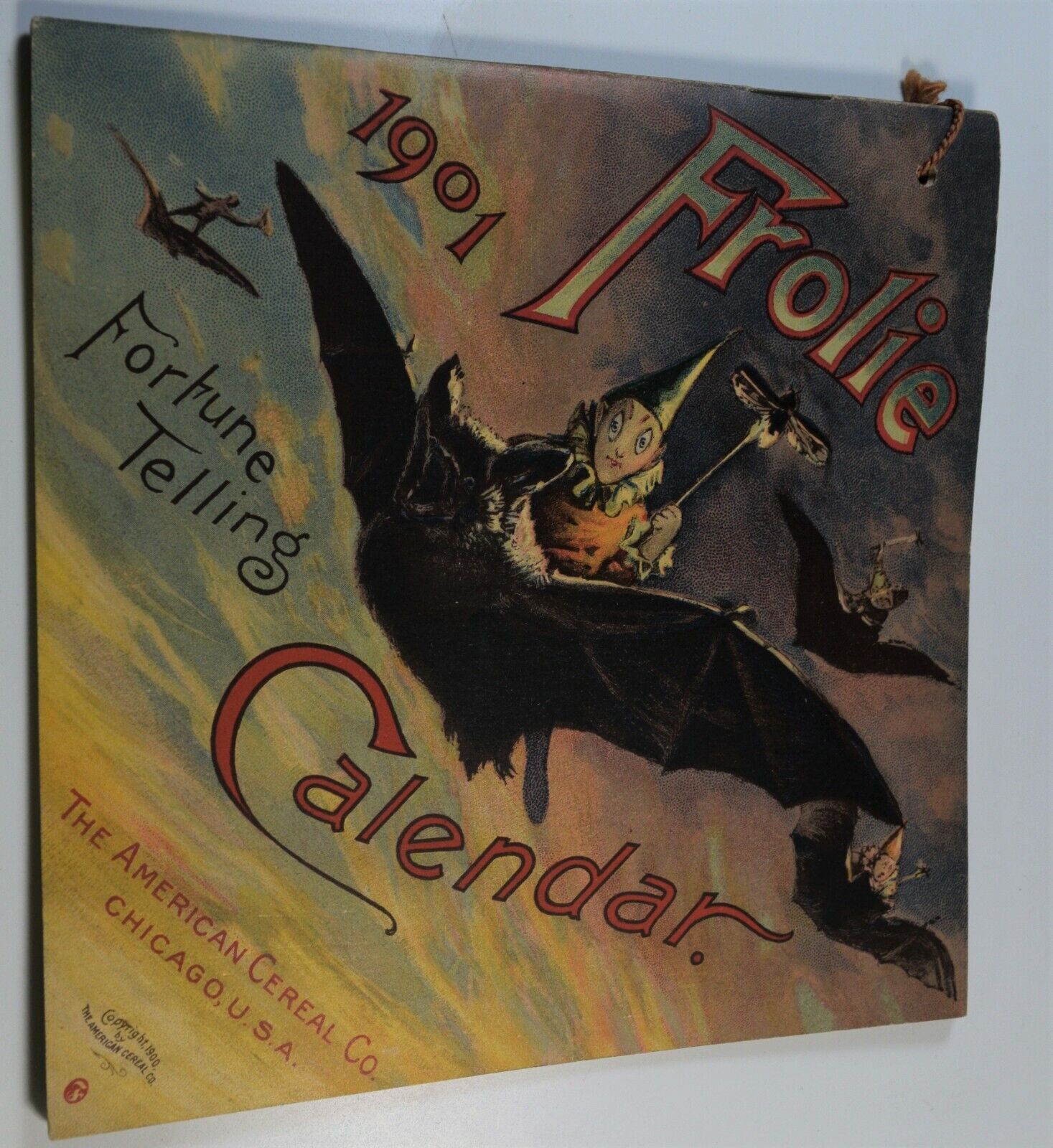 Flying Bat Frolie Book Advertising Quaker Oats Zodiac Signs Calendar Rare 1900