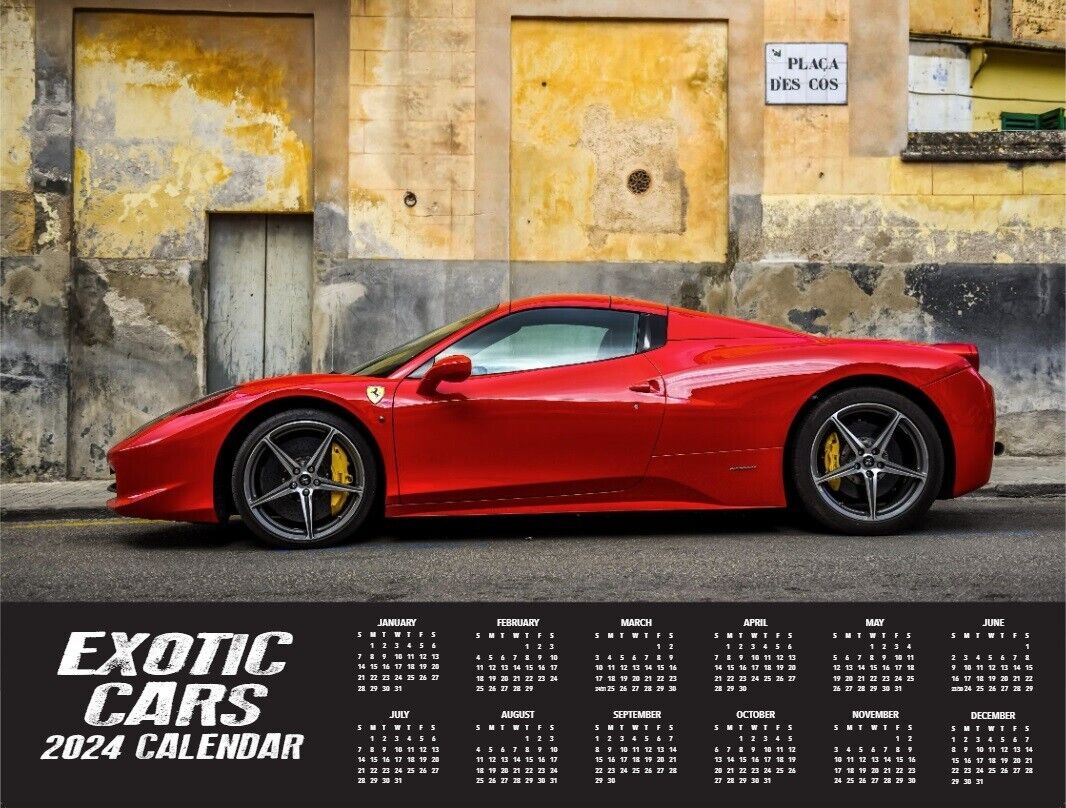 2024 EXOTIC CAR Deluxe Wall Calendar - 16 MONTHS FREE POSTER MSRP $25.99