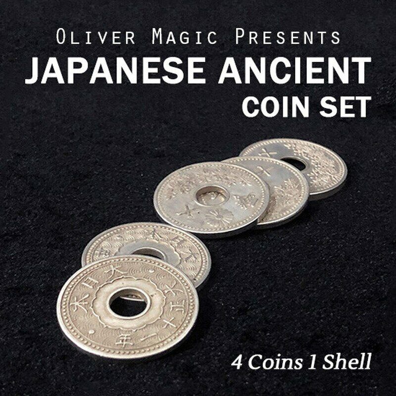 Japanese Ancient Coin Set (4 Coins 1 Shell) By Oliver Magic Close Up Magic Trick