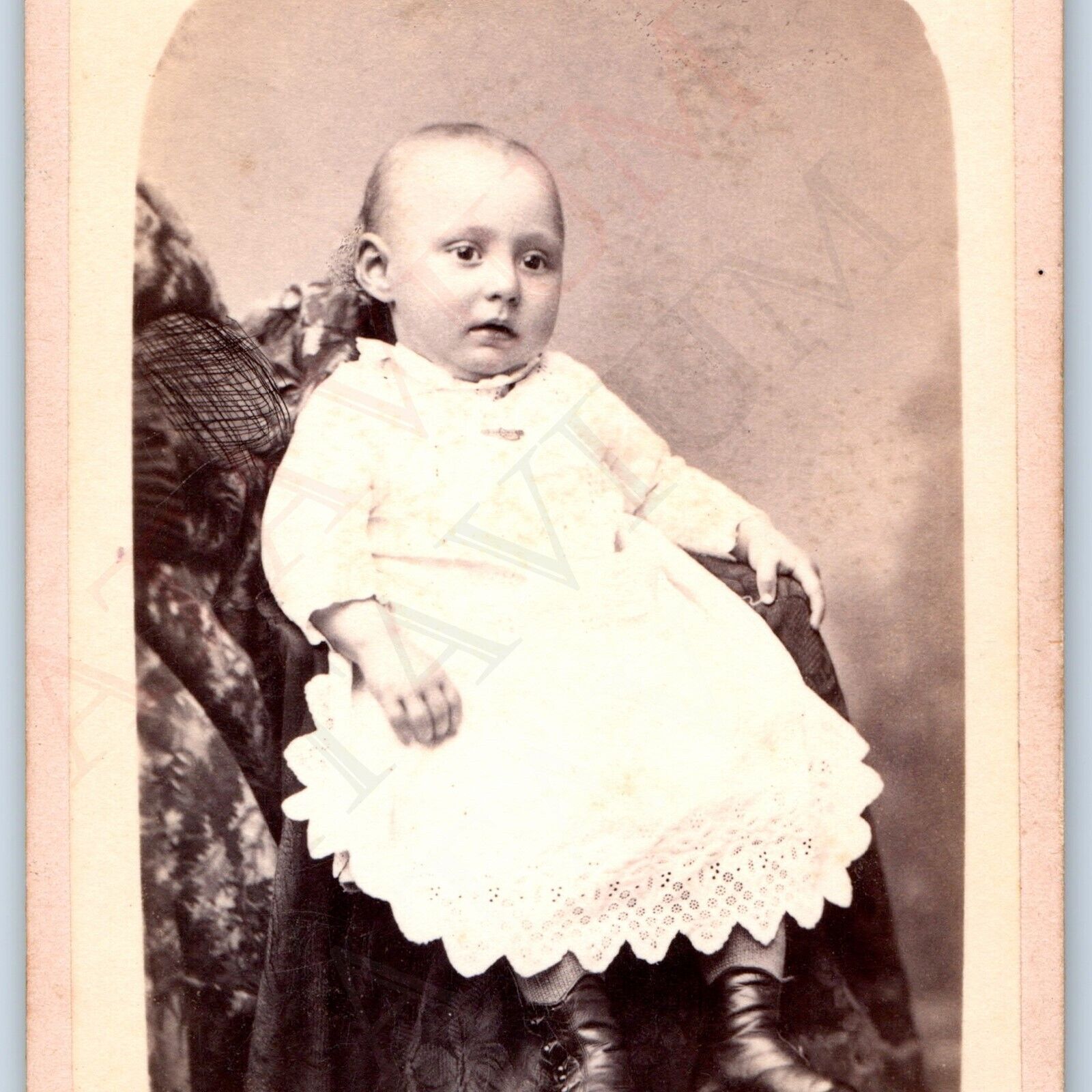 c1870s San Francisco CA Thin Hair Baby CdV Photo Card Cramer Cali California H1