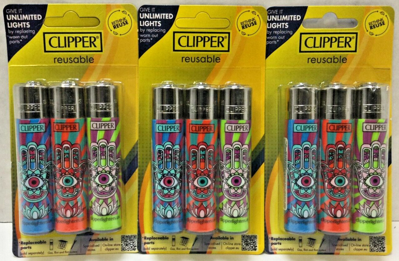 Clipper Refillable Lighters / Mandalas 4 Fatima Theme / 9 Total Lighters