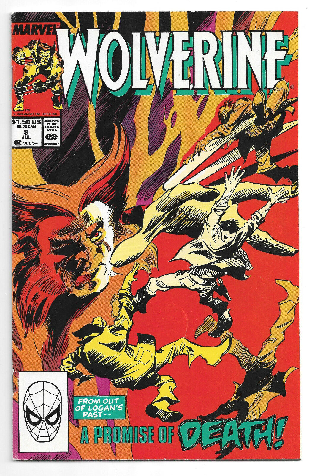 Wolverine 1988 series # 9 Marvel Comics 1989 Gene Colan art / Lindsay McCabe