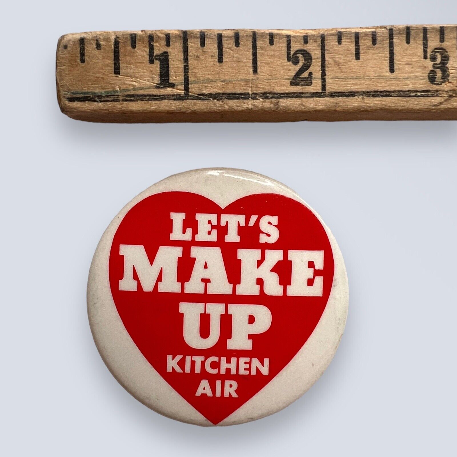 Vintage Kitchen Air Advertising Pinback Button Pin 1960s 1970s Let’s Make Up