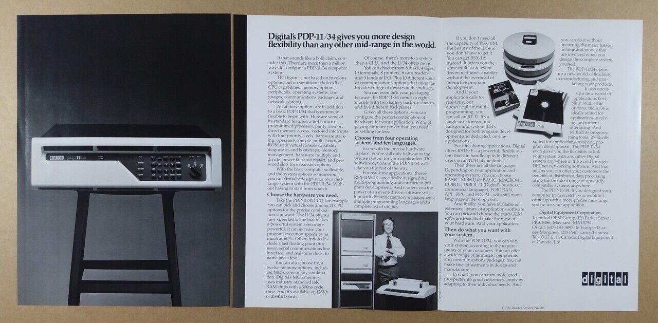 1979 DEC Digital PDP-11/34 Computer System vintage print Ad