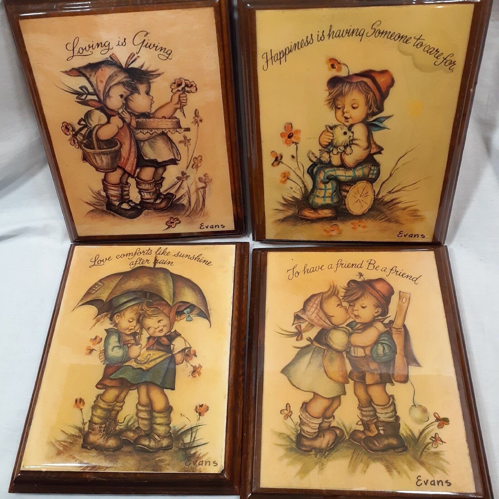 VTG Wall Hangings Prints on Wood Plaques Pictures 9 x 7\