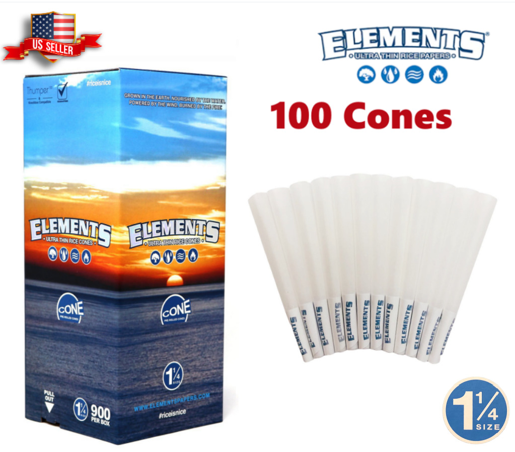 Elements Ultra Thin Rice Cones 1 1/4 Size 100 Pack & Fast Shipping