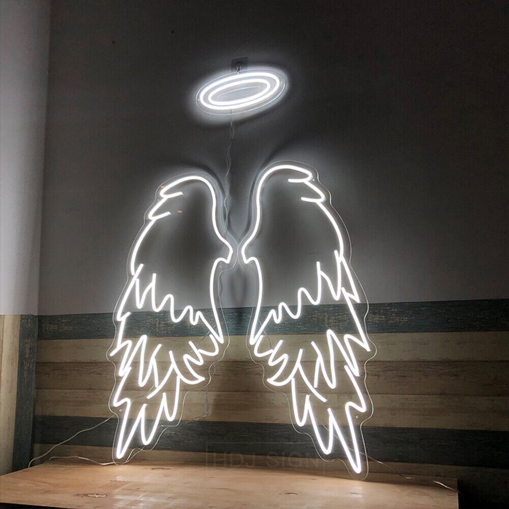 95cm Angel Wings Neon Sign LED Light Custom Wedding Night Light Home Wall Decor