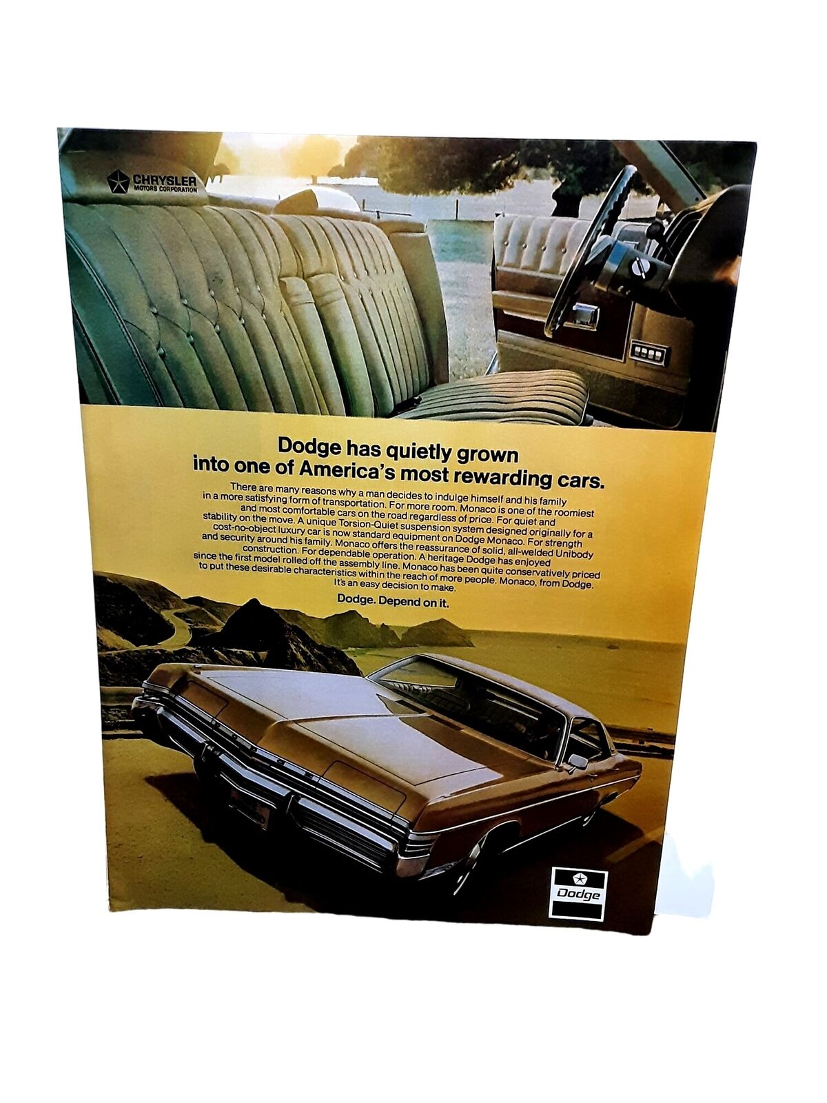1972 Dodge Monaco Original Print Ad