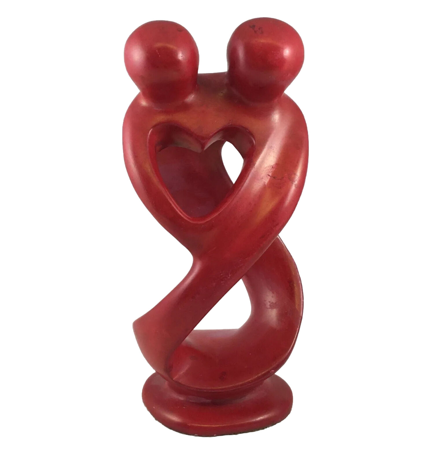 LOVERS Figurine Handmade Carved Red Soapstone  Abstract Art Statue From Kenya 8”