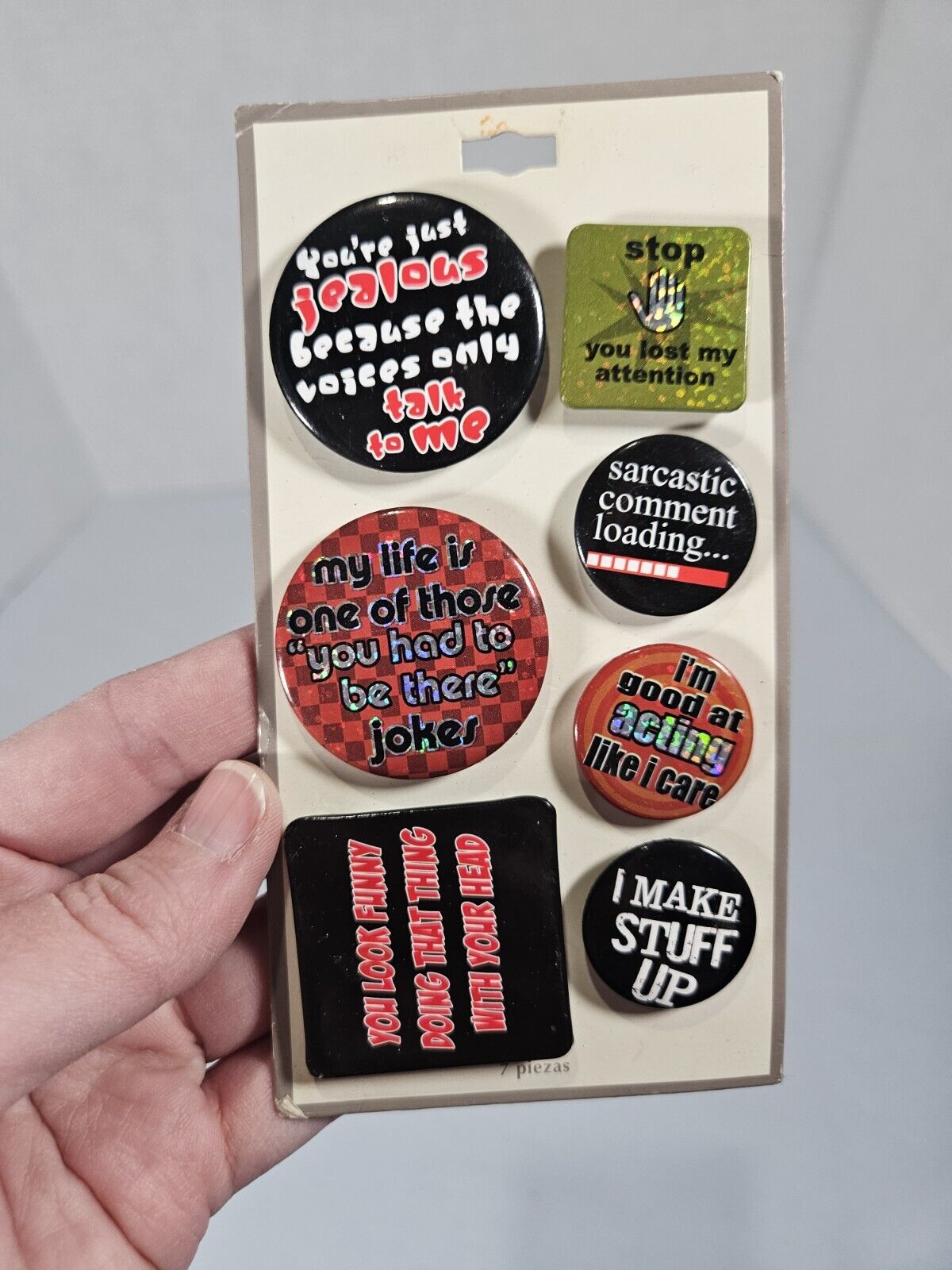 Vintage Button Pin Set Sarcasm Funny