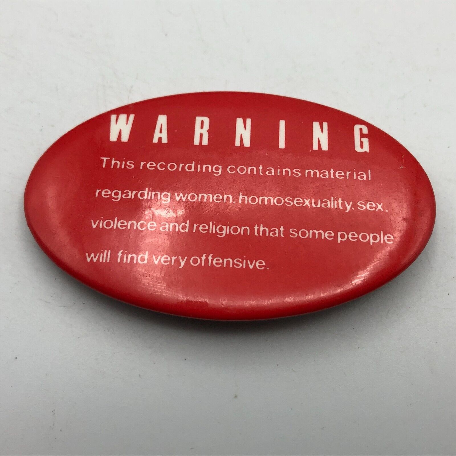 Vtg WARNING Offensive Content RE: Women Homosexuality Violence Religion Pin Y6