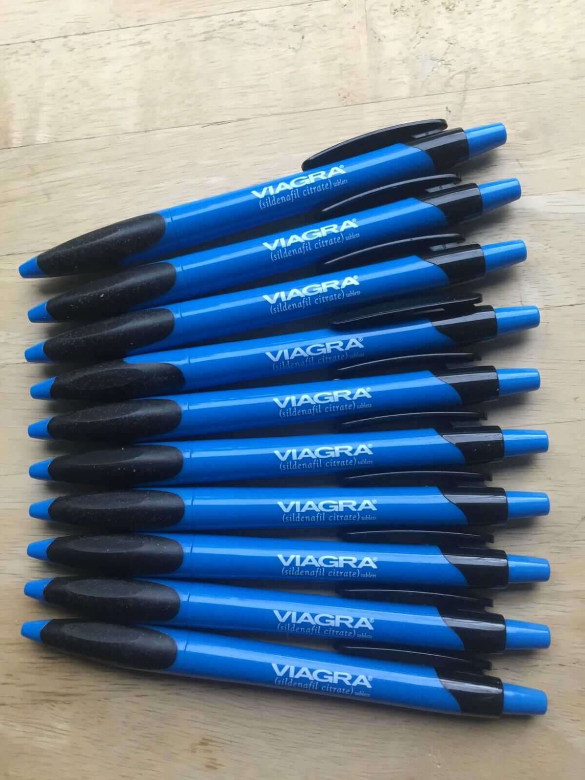 10 VIAGRA Drug Rep Click Pens Brilliant Blue - COLLECTIBLE VINTAGE