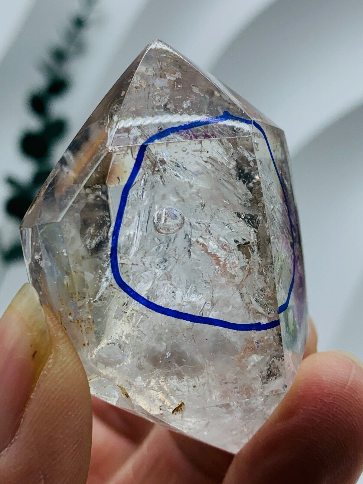 Extra large moving water droplets&TOP Herkimer Diamond Crystal enhydro gem 74G