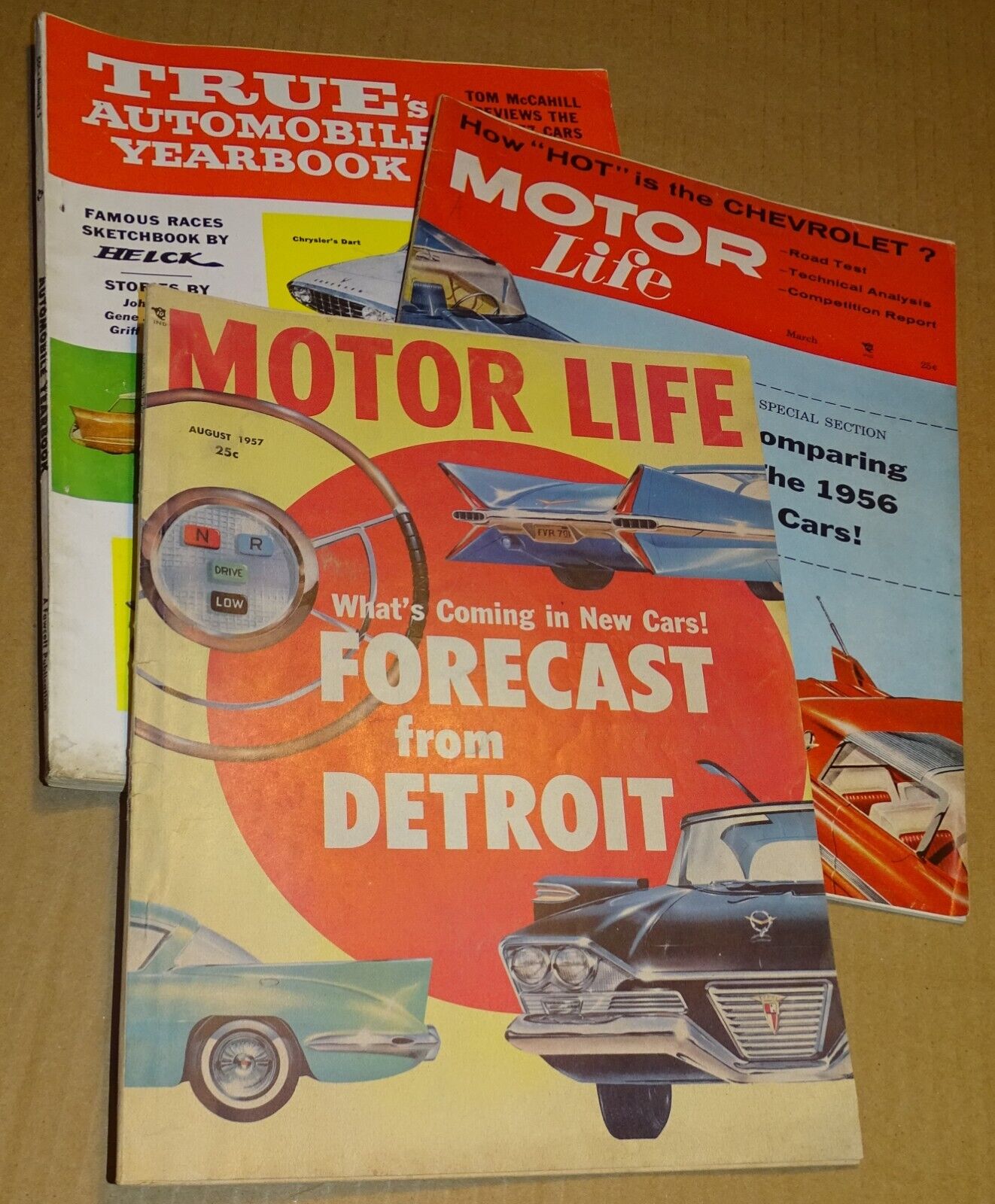 Motor Life Aug. 1957/March 1956 & True's Automobile Yearbook #5 1957 (magazines)
