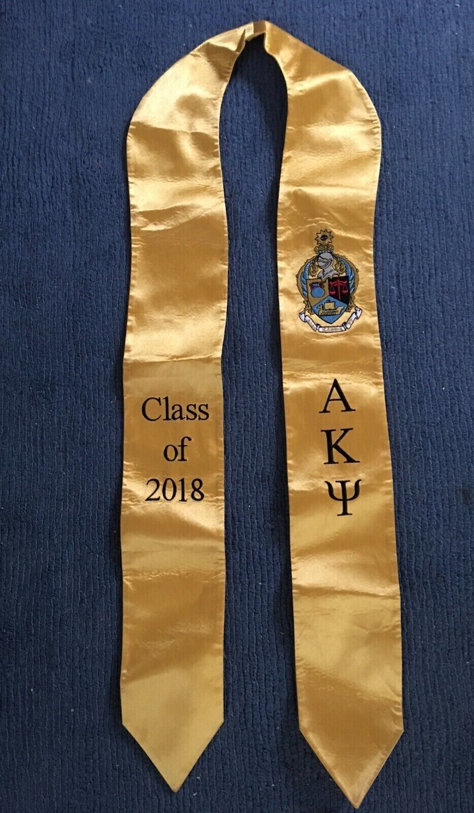 Alpha Kappa Psi Classic Gold Colors Graduation Stole Sash Class of 2018 4\