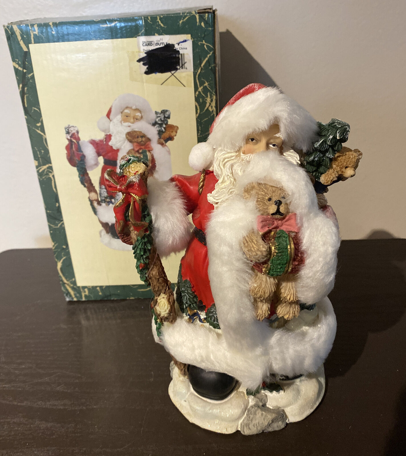 Factory Card Outlet Exclusive Santa Claus Victorian W/ Toys Poly Clay & Teddy