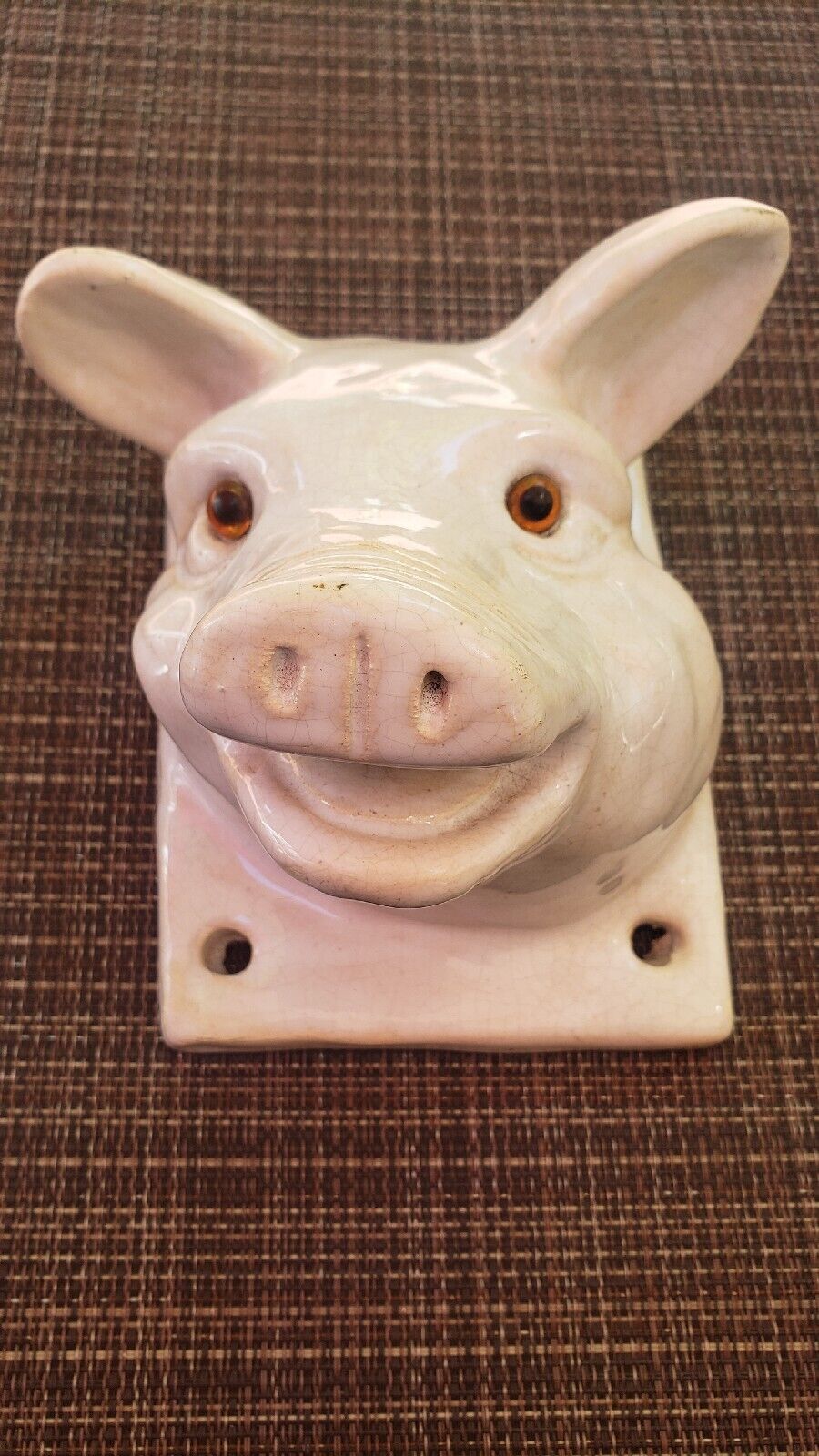 Vintage White Ceramic Pig Head 