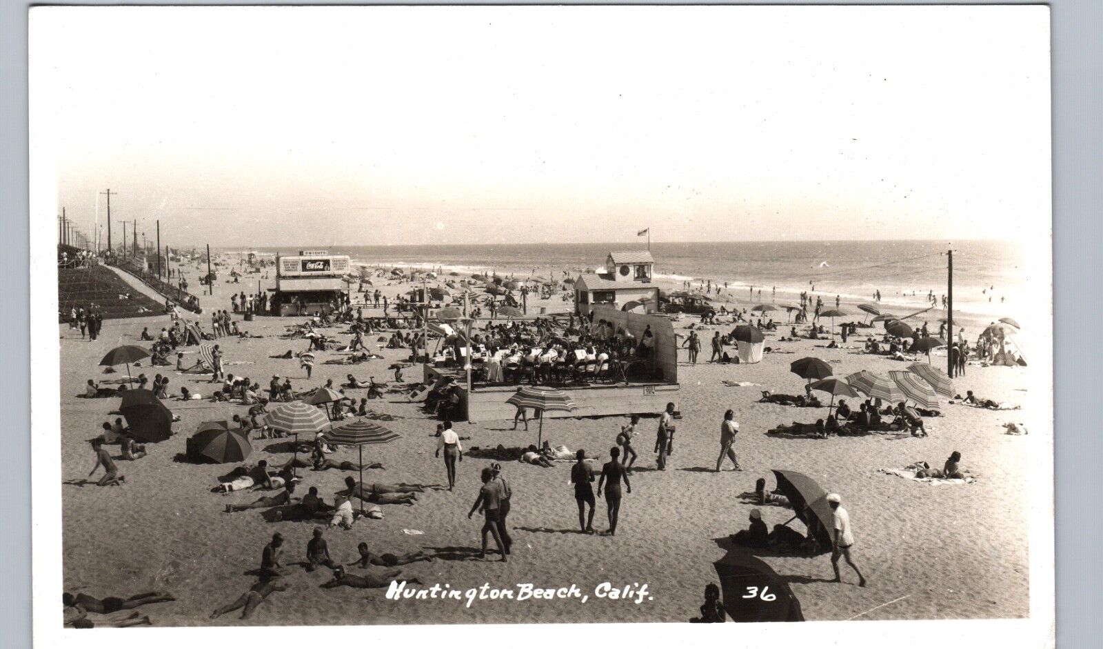 HUNTINGTON BEACH 1940s real photo postcard rppc
