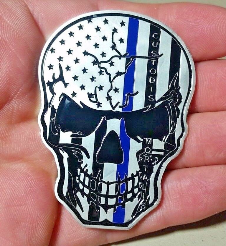 Blue Lives matter large Skull Challenge Coin BLM New York Police Department NYPD