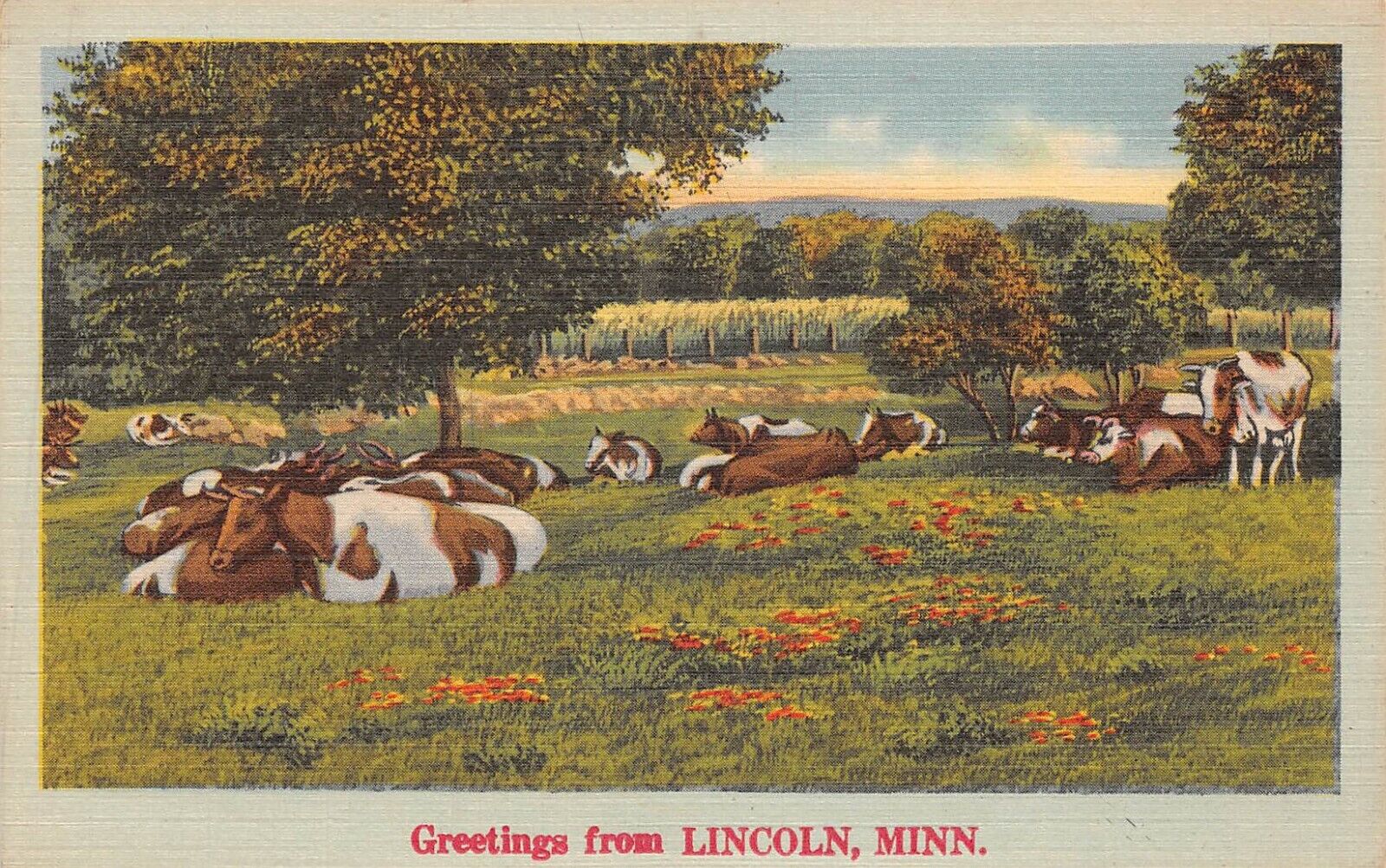 UPICK POSTCARD Greetings from Lincoln Minnesota Linen PC Unposted c1940