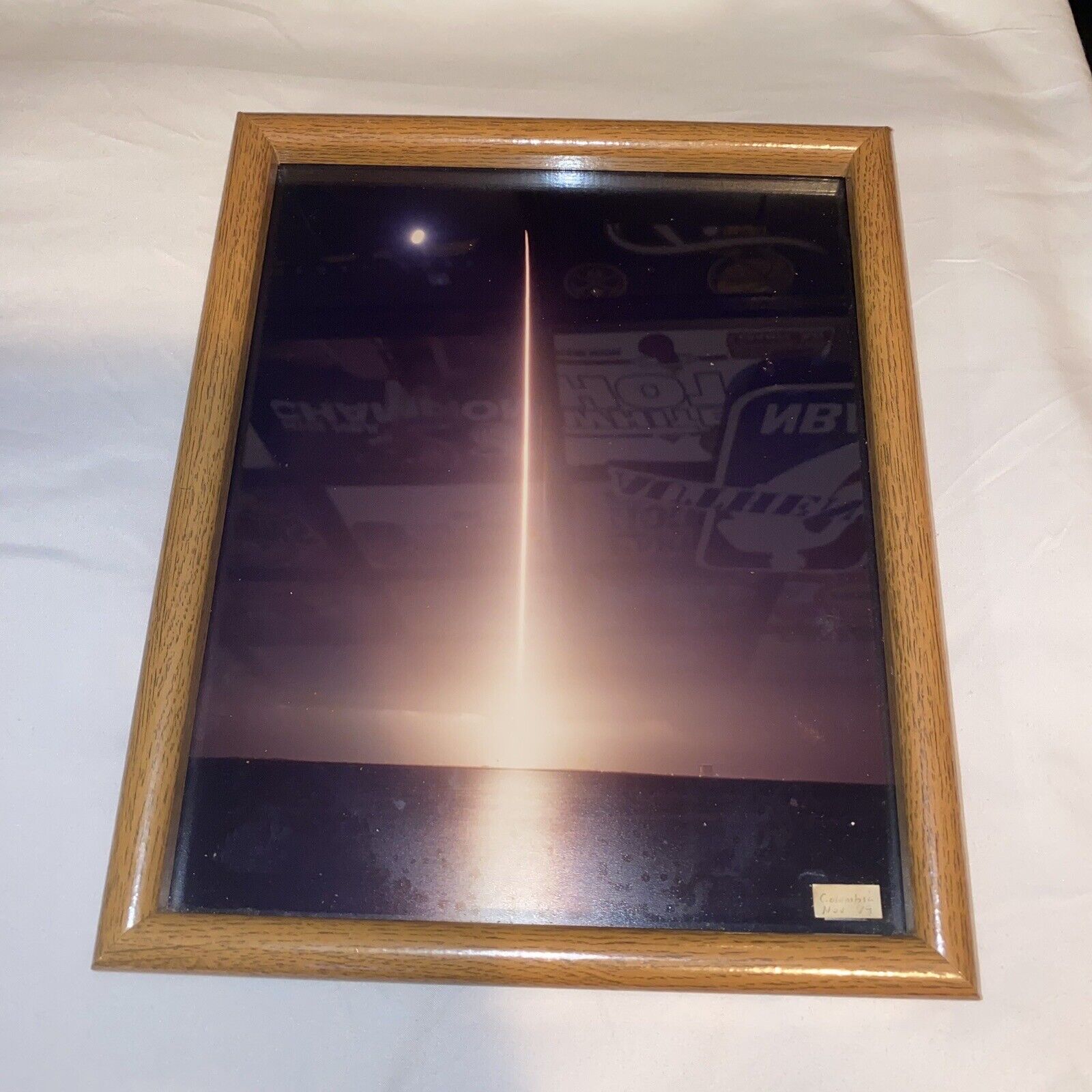 Vintage 1989 NASA Columbia Rocket Launch Space Coast Cape Canaveral Framed Photo