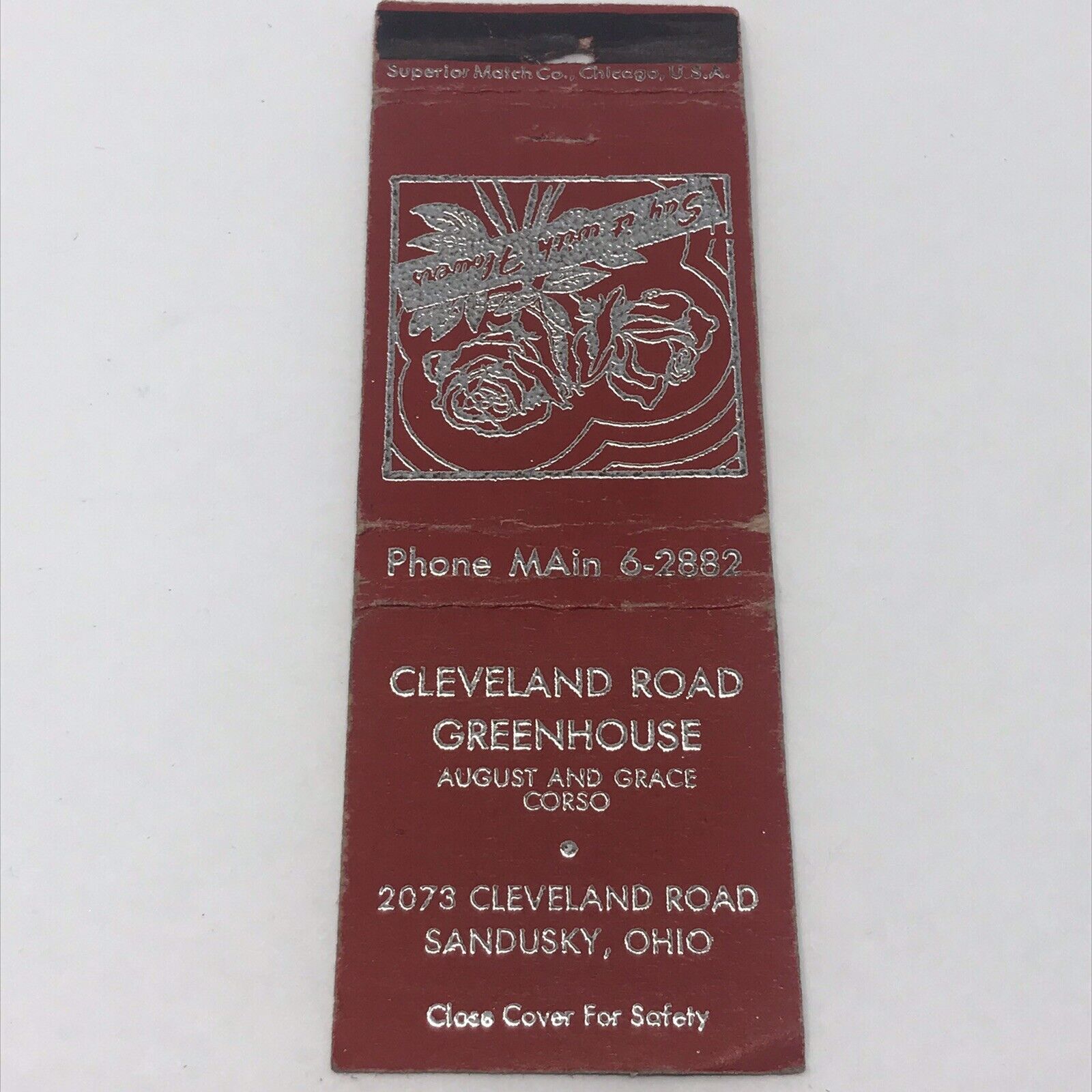 Vintage Matchbook Cleveland Road Greenhouse Sandusky Ohio Advertisement