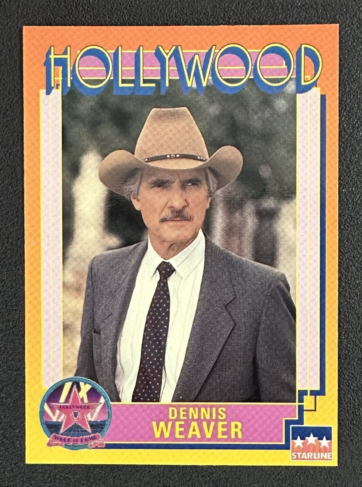 1991 Starline DENNIS WEAVER #45 Hollywood Walk of Fame card in Toploader