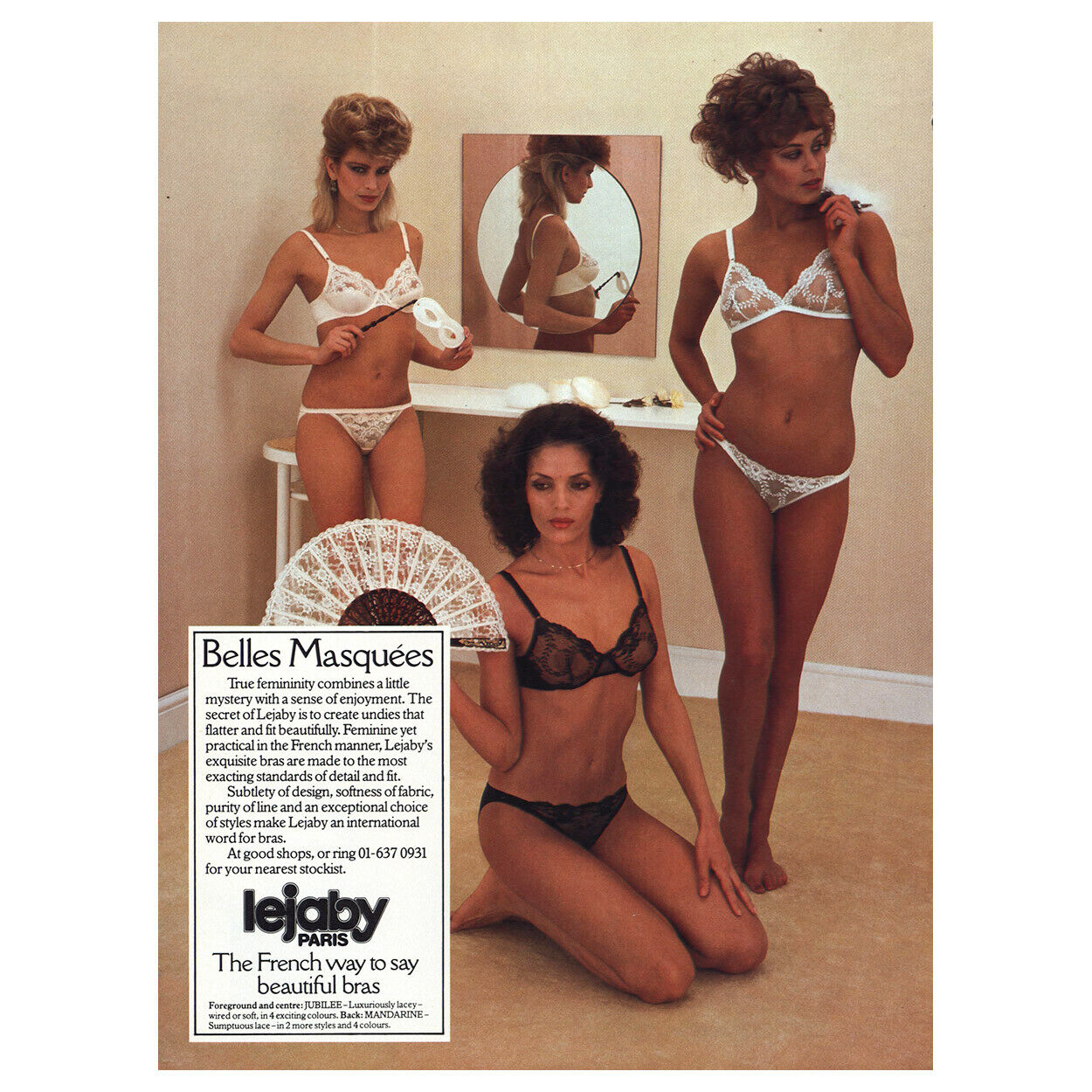 1983 Lejaby Paris: Belles Masquees Vintage Print Ad
