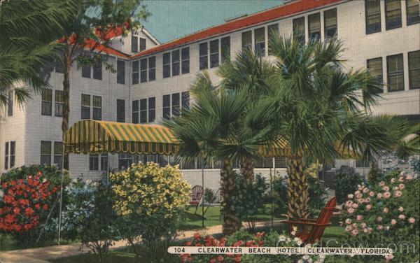 1954 Clearwater Beach Hotel,FL Pinellas County Florida Linen Postcard 3c stamp