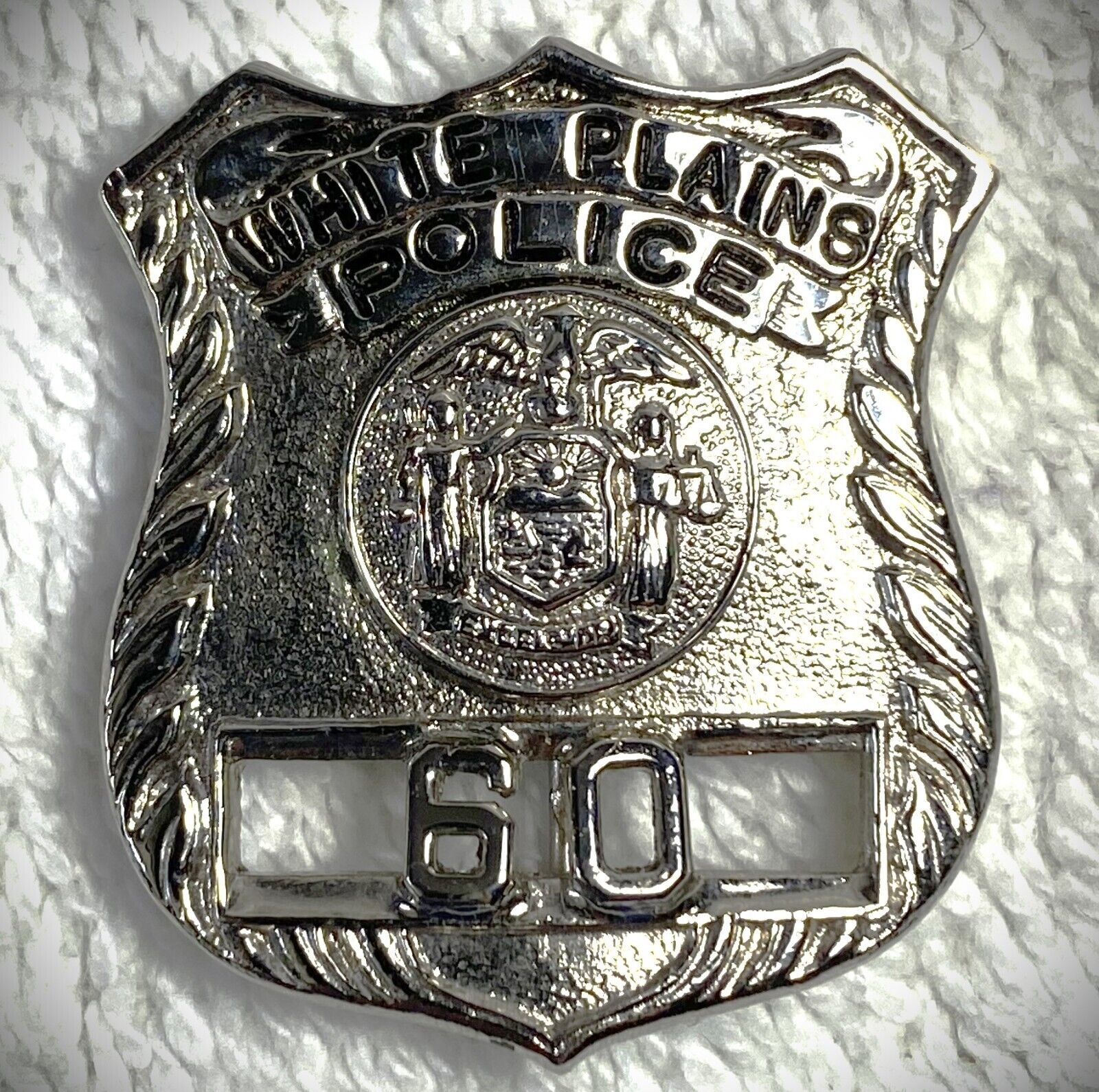 Police Badge White Plains New York Hat(?)