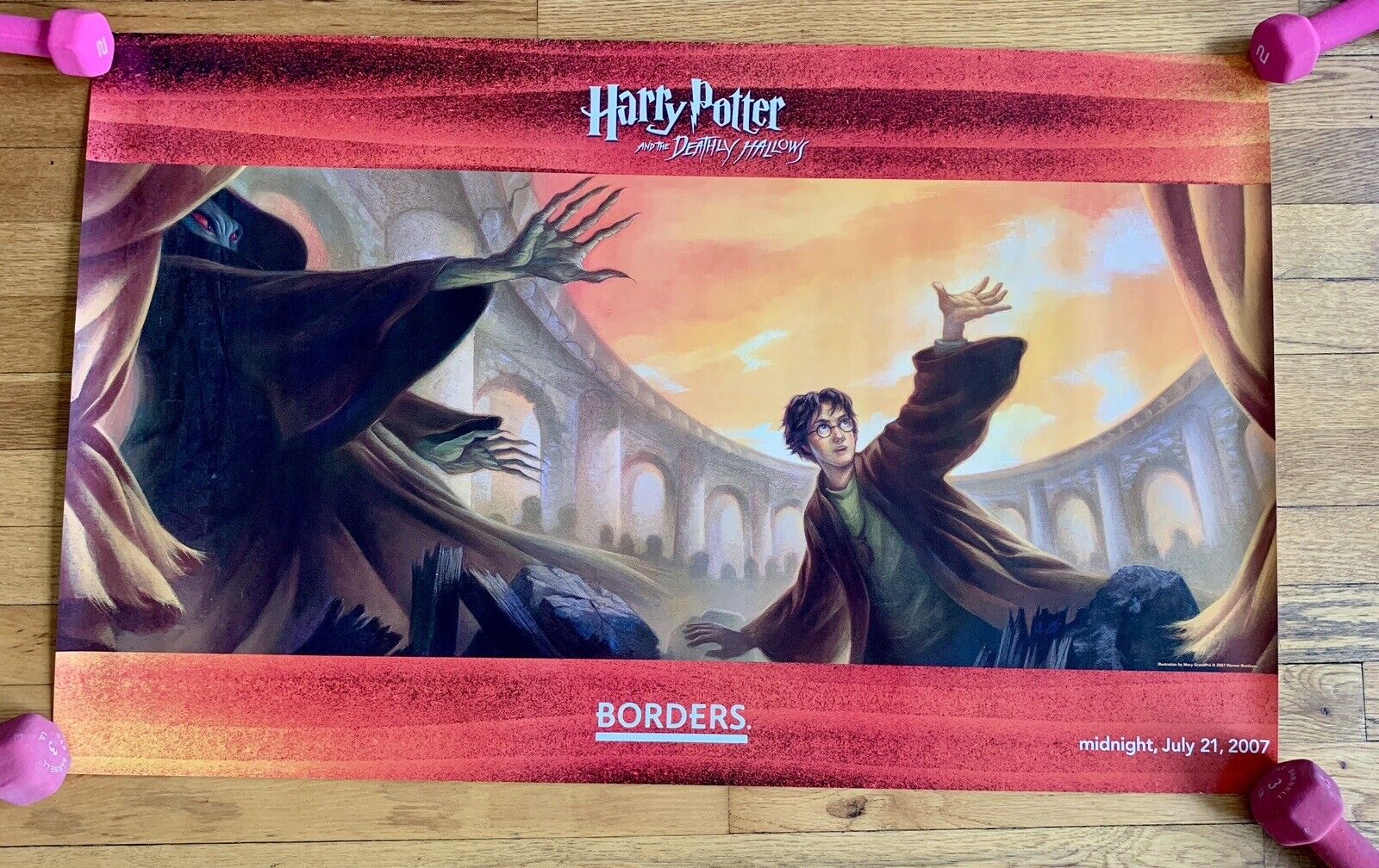 Vintage 2007 HARRY POTTER and The Deadly Hallows Poster, Borders Books Promo