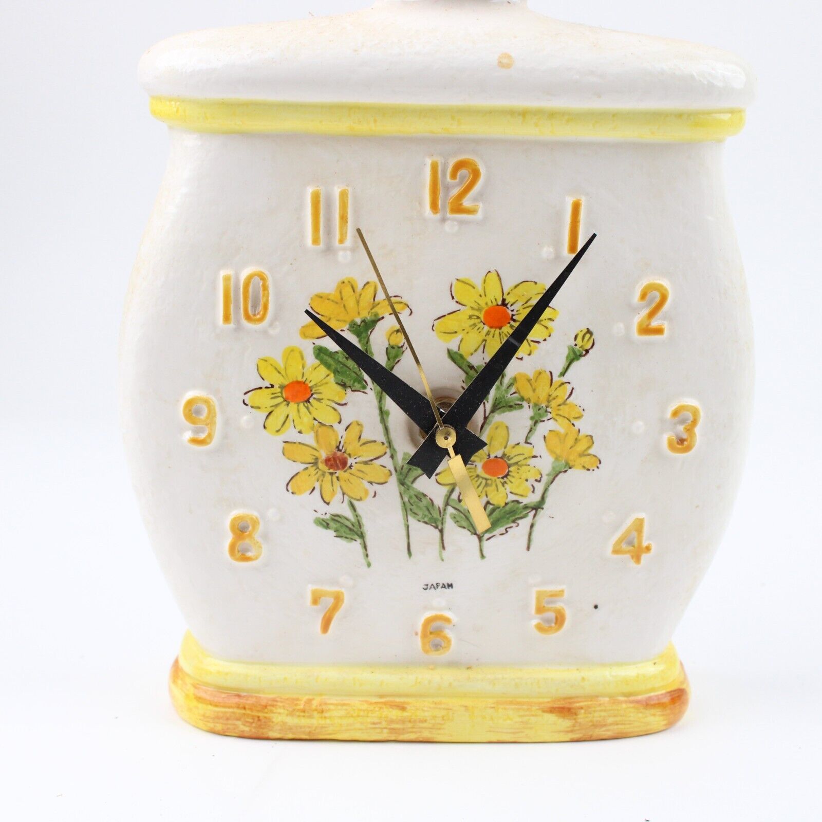 Vintage 1976 Sears Flower Pot Ceramic Wall Clock Battery Operated Working Video